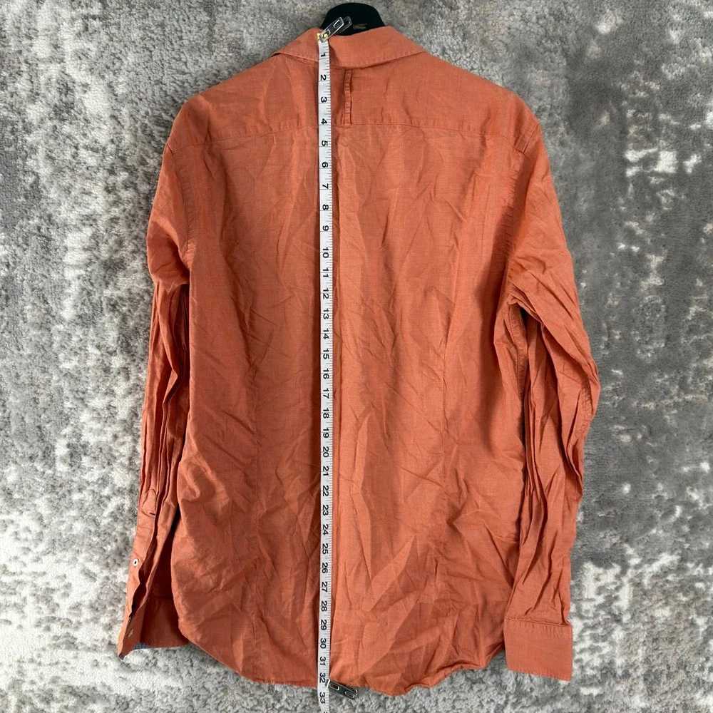 Banana Republic Sz L Soft Wash Tailored Slim Fit Button Down Shirt Orange LS Men